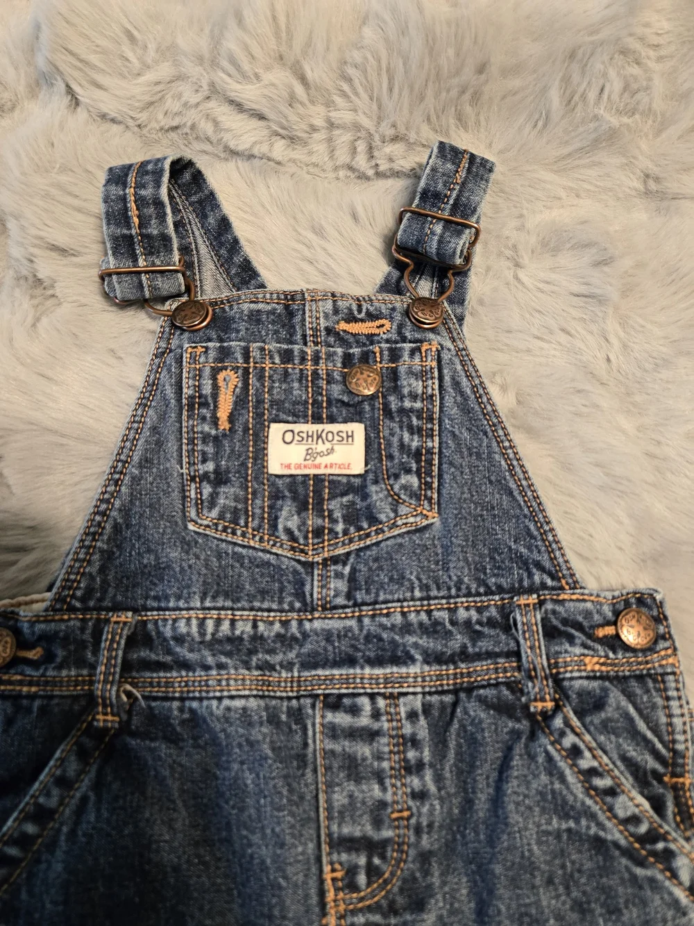 OshKosh B'gosh Hot Pink Fleece Lined Denim Overalls 18M Diaper Snaps